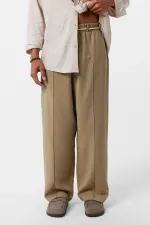 Kemer Detaylı Baggy Lyocell Pantolon Haki