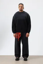 Yıkamalı Taş Detaylı Oversize Sweatshirt Siyah