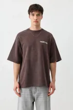 T-shirt oversize imprimé, couleur café