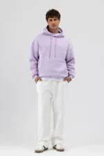 Sweat à capuche basique oversize lilas