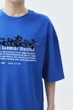 Atelier Kabartma Baskılı Oversize Tişört Saks