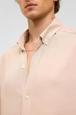 Chemise oversize à manches longues en lin beige