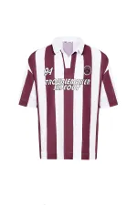 Oversize Polo Yaka Forma Tişört Bordo