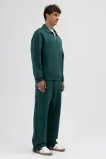 Sweat-shirt oversize à fermeture éclair et col montant, bleu marine