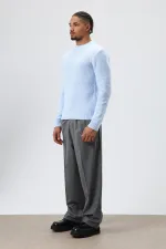 Pull oversize à col rond bleu ciel