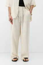 Ensemble en mousseline de lin coupe décontractée, naturel