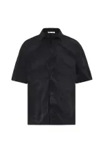 Chemise oversize en popeline délavée noire