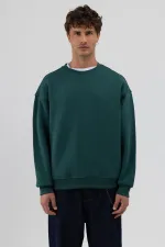 Basic Bisiklet Yaka Oversize Sweatshirt Nefti