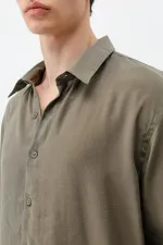 Chemise oversize en modal kaki