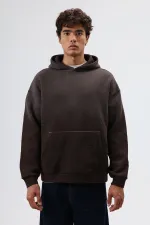 Sweat à capuche oversize avec détails brodés, couleur café