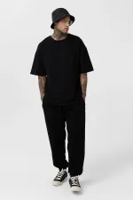 Paça Lastikli Basic Oversize Eşofman Takımı Siyah