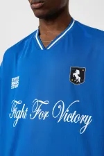 Baskılı Oversize Forma Tişört Saks