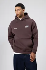 Sweat-shirt oversize imprimé au dos, couleur café