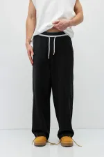 Bağcıklı Baggy Fit Eşofman Alt Siyah