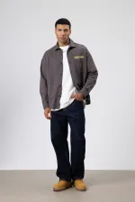 Oversize Baskılı Günlük Kareli Gömlek Kahve