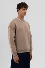 Sweat-shirt basique à col rond oversize couleur vison clair