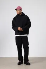 Basic Oversize Seamless Hooded Sweatshirt Black
