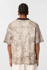 Yıkamalı Oversize Polo Yaka Tişört Kahve