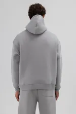 Sweat à capuche basique oversize gris