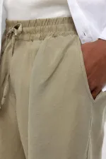 Oversize Modal Kumaş Bermuda Şort Haki