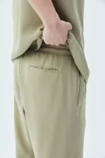 Basıc Oversize Keten Takım Haki