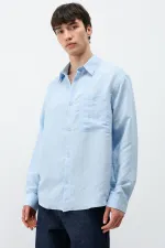 Chemise oversize rayée en modal bleu ciel