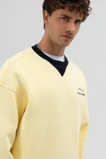 Sweat-shirt jaune oversize à col rond imprimé