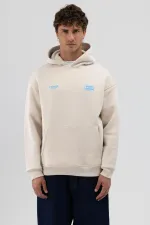 Sweat-shirt oversize imprimé au dos, couleur pierre