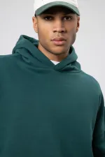 Basic Oversize Seamless Hooded Sweatshirt, Navy Blue