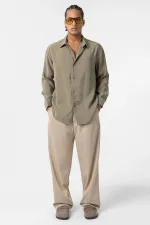 Oversize Modal Kumaş Gömlek Haki