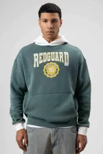 Oversize Baskılı Kapüşonlu Sweatshirt Nefti