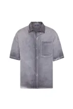 Chemise oversize grise délavée à manches courtes