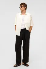 Chemise basique oversize à manches courtes en modal, écru