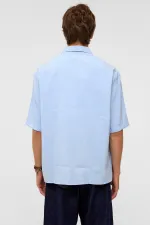 Basic Oversize Short-Sleeve Modal Shirt, Baby Blue
