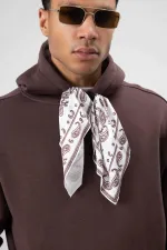 Oversize Hooded Sweatshirt with Scarf Detail, Brown