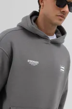 Oversize Arka Baskılı Sweatshirt Füme