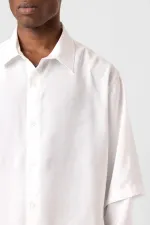 Çift Kol Detaylı Oversize Gömlek Beyaz