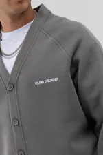 Sweat-shirt oversize à boutons, gris foncé