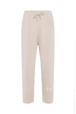 Label Detailed Oversize Modal Fabric Tracksuit Set Stone