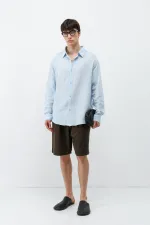 Uzun Kollu Basic Oversize Gömlek Bebe Mavi