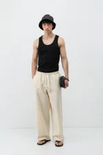 Super Baggy Fit Keten Pantolon Naturel