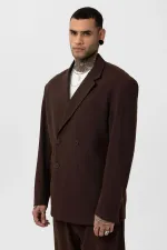 Costume croisé coupe décontractée, couleur café