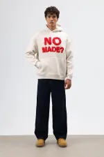 Sweat à capuche imprimé oversize bleu ciel