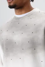 Sweat-shirt oversize à détails en pierre délavée, écru