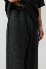 Baggy Fit Yıkamalı Eşofman Alt Siyah