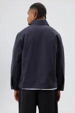 Boxy Fit Gabardin Ceket Füme