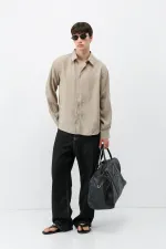 Chemise oversize beige en modal