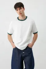 Kısa Kollu Regular Fit Tişört Ekru