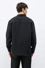 Chemise oversize rayée en modal noir