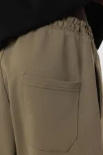 Pantalon de survêtement basique à taille élastique, kaki